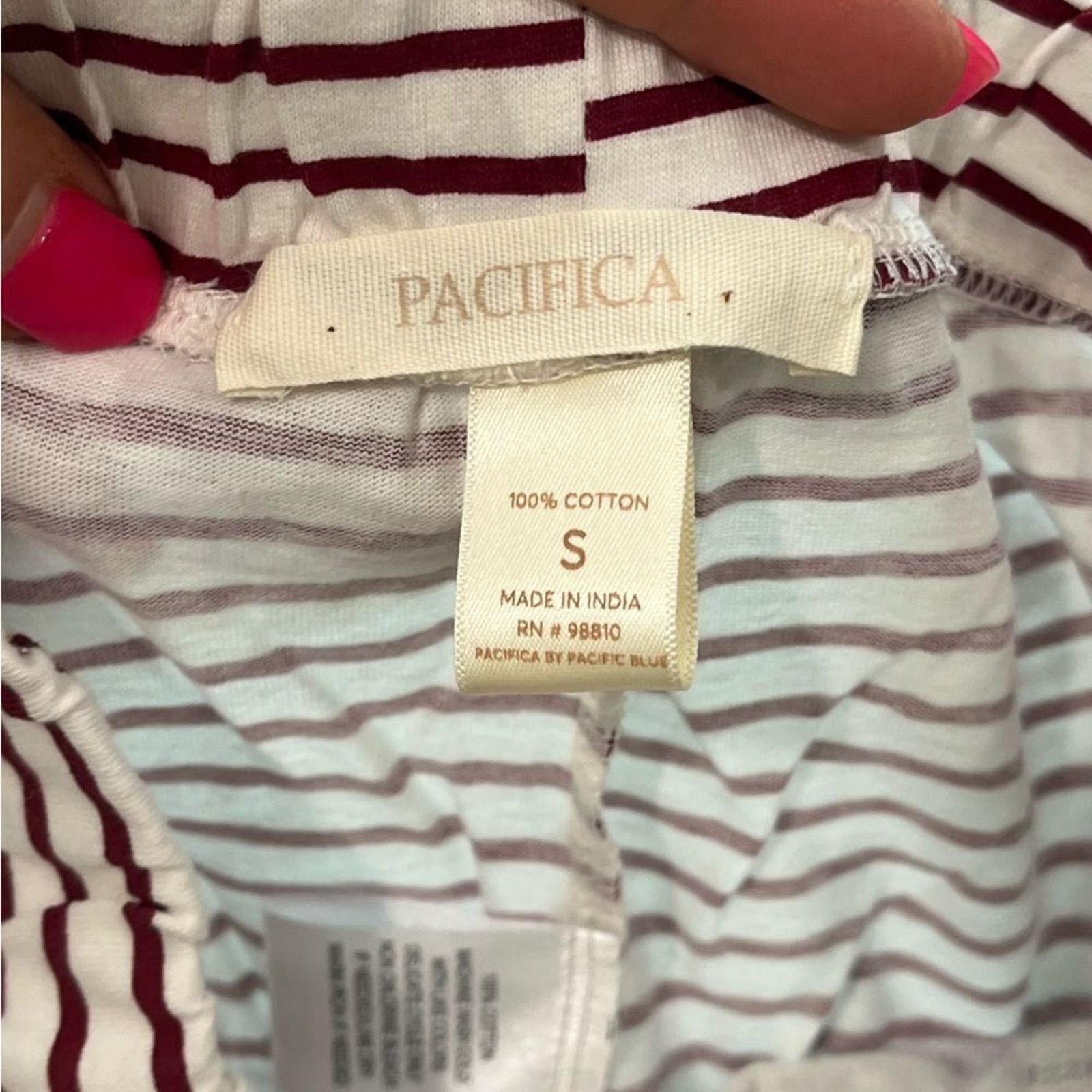 Vintage NWT Pacifica by Pacific Wine Stripe 100% Cotton Pants Size S Size 26" / US 2 / IT 38 - 6 Thumbnail