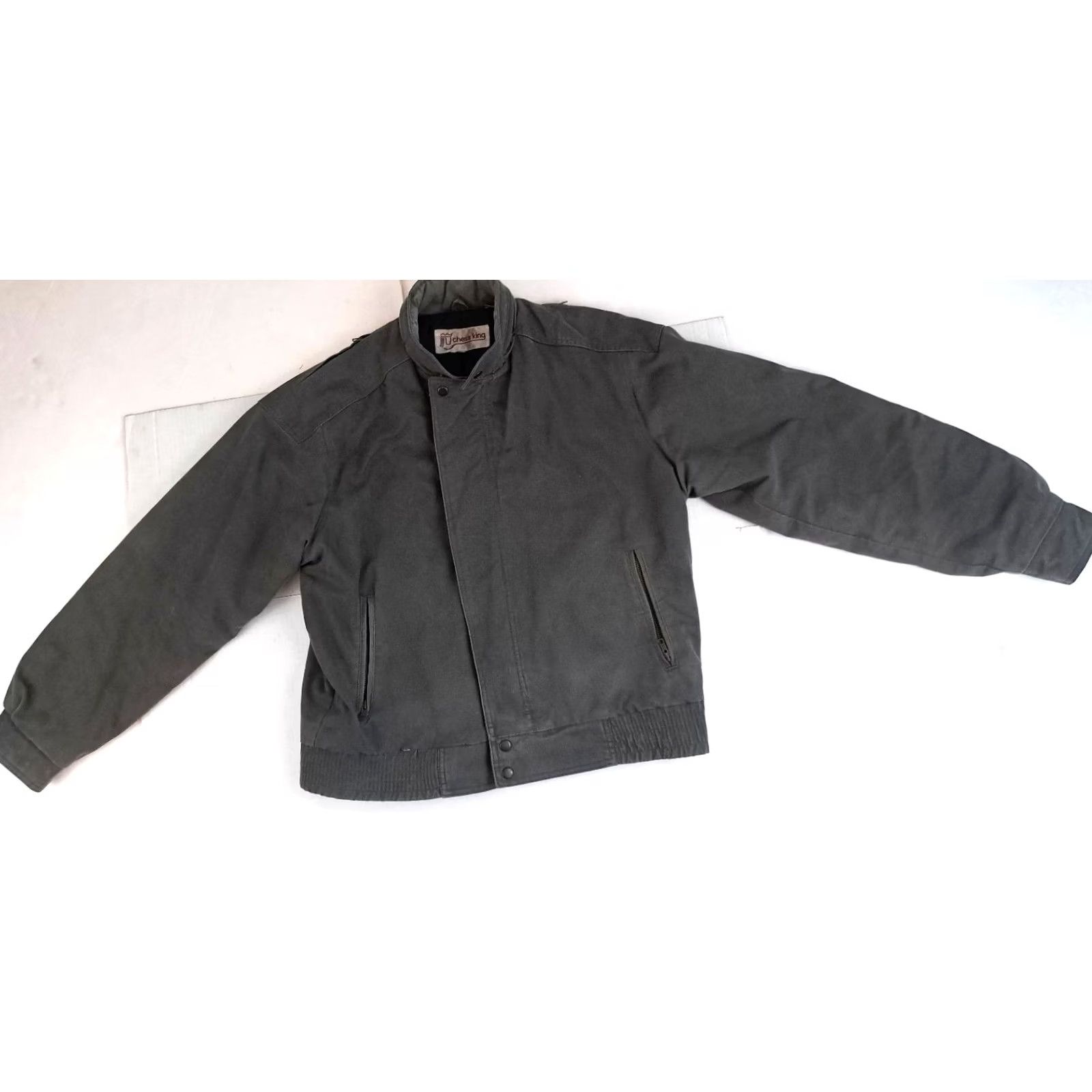 Vintage VINTAGE Chess King Bomber Jacket Gray 80s Full Zip Insulated Mid-Length Men L Size US L / EU 52-54 / 3 - 2 Thumbnail