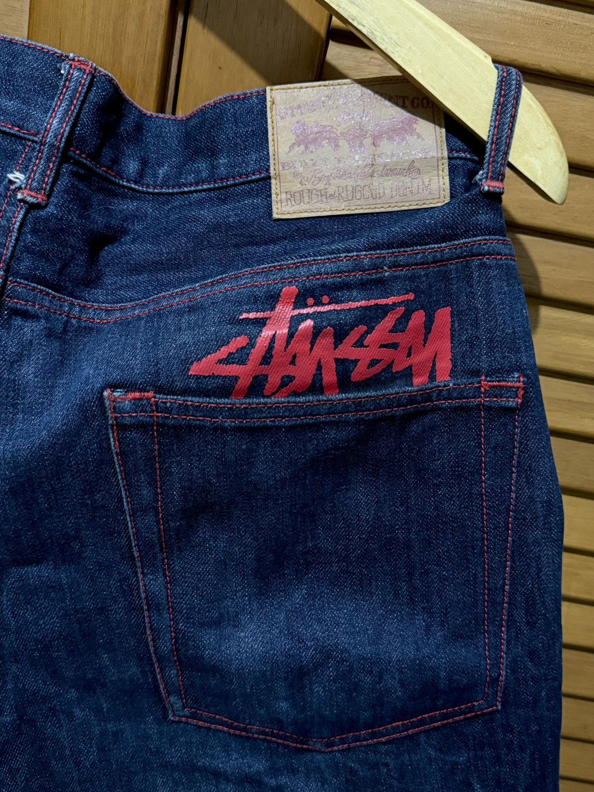 Stussy Stussy Pocket Logo Denim Shorts Blue Red Size US 38 / EU 54 - 2 Thumbnail