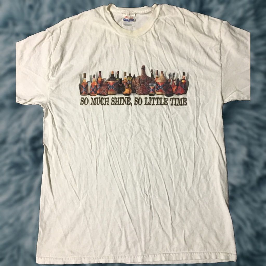 Hanes VINTAGE Moonshine So Much Shine So Little Time Shirt XL White USA Beer Whiskey Hanes Shirt Mens XS? Size US XL / EU 56 / 4 - 1 Thumbnail