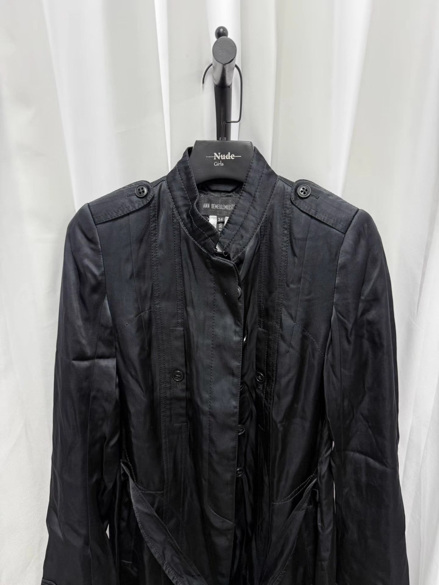 Ann Demeulemeester Ann Demeulemeester 100% Silk Stand Collar Court Coat K20 Size XXS / US 00 / IT 34 - 2 Thumbnail