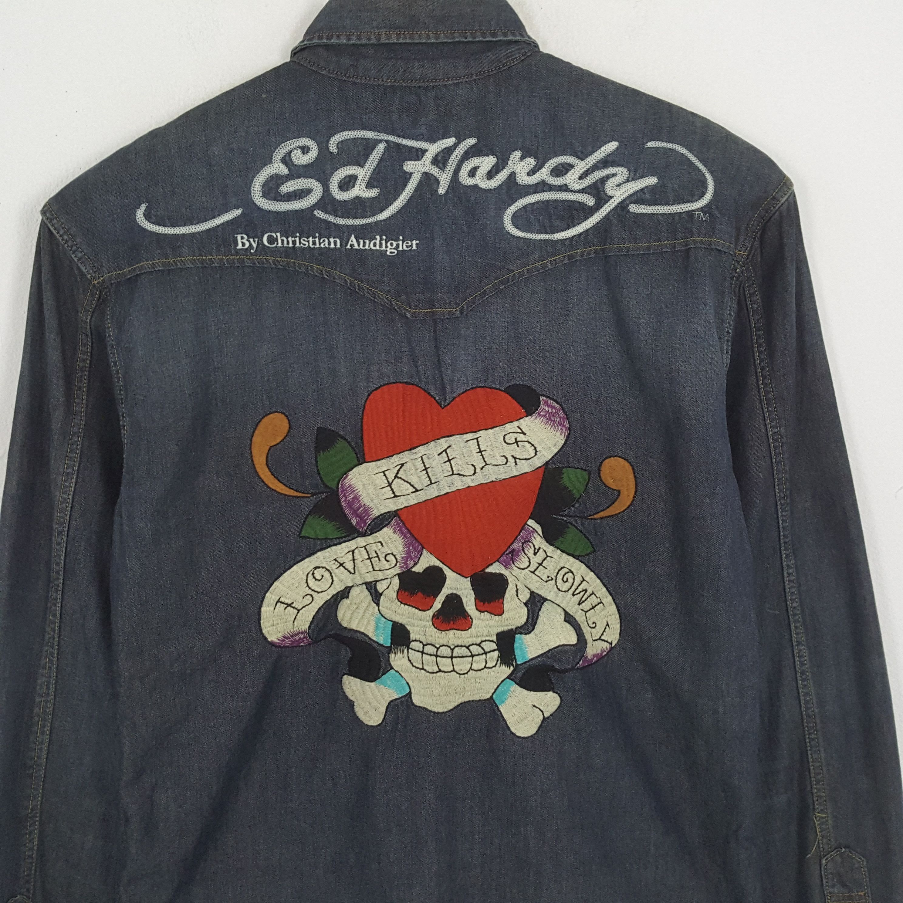 Christian Audigier × Ed Hardy × Vintage Vintage ED HARDY by CHRISTIAN AUDIGIER Fashion Brand Shirts Size US XL / EU 56 / 4 - 2 Thumbnail