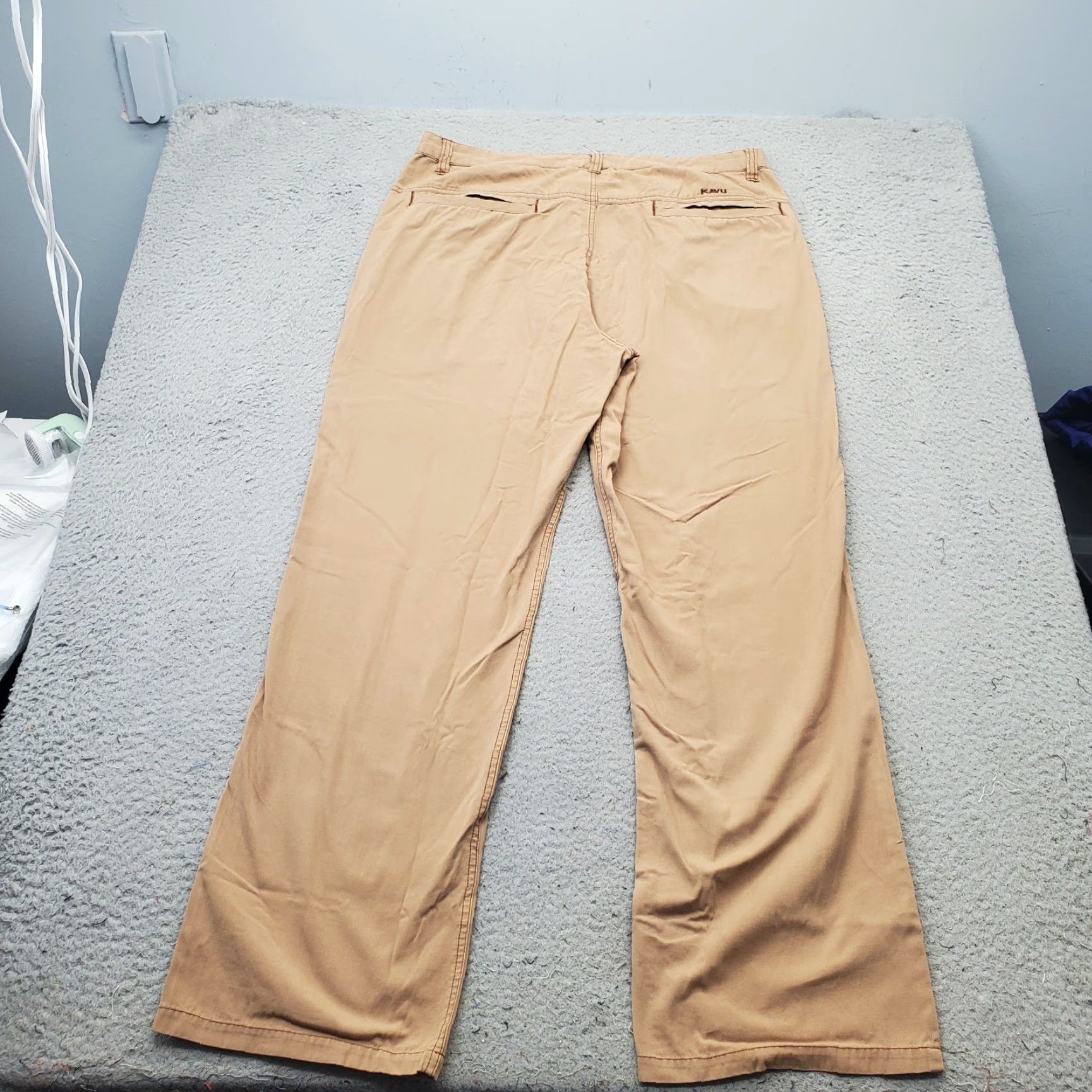 KAVU KAVU Mens Chino Pants 40 Tan Flat Front Regular Fit Slash Pocket Button Zipper Casual Travel Size US 40 / EU 56 - 2 Thumbnail