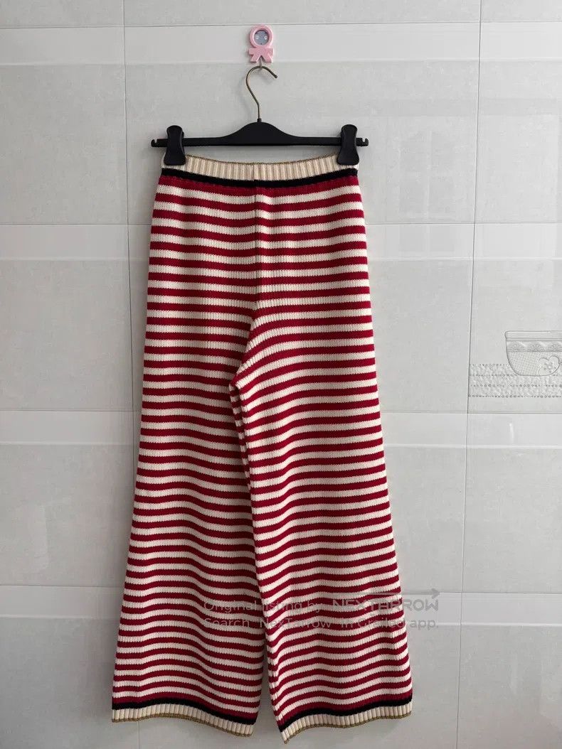 Gucci Gucci SizeL Red and white striped knitted trousers Size 26" / US 2 / IT 38 - 2 Thumbnail