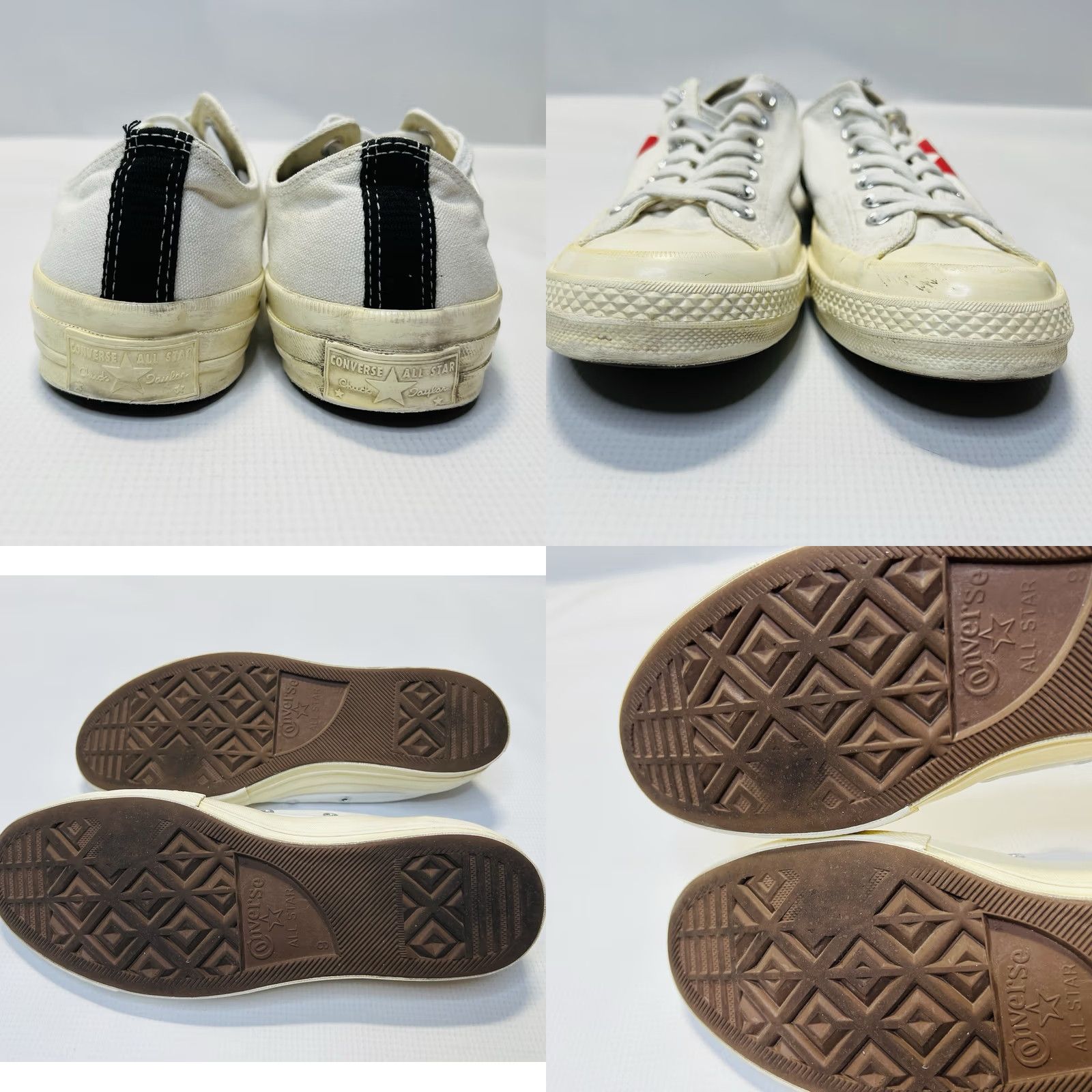 Converse Converse Comme des Garçons Play x Chuck 70 Low Milk Sneakers Mens Size 9 Womens Size 11 White Colorblock Canvas Rubber Shoes Retro Casual Workwear Size US 9 / IT 39 - 8 Thumbnail