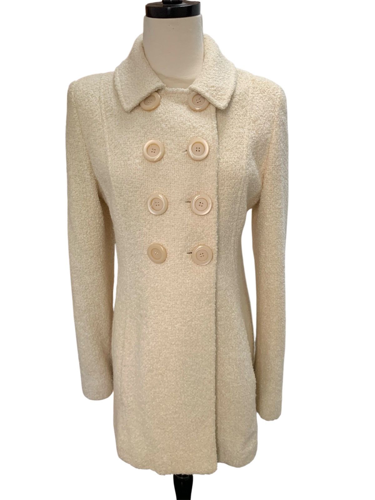 Guess Guess Wool-Blend Double Breasted Coat – Cream / Off-White Size M / US 6-8 / IT 42-44 - 1 Thumbnail