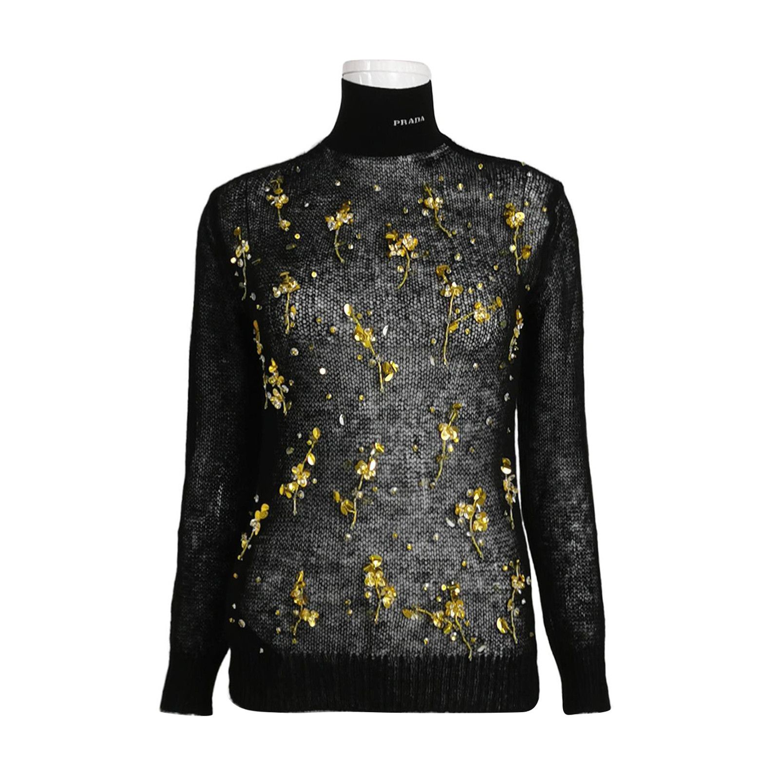 Prada Prada Wool Blend Knit Sweater with Sequins - dmc Size XXS / US 00 / IT 34 - 1 Thumbnail
