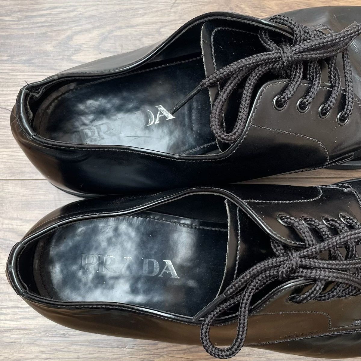 Prada Black Patent Leather Prada Chunky Brogues Shoe EU43 US10.5 Size US 10.5 / EU 43-44 - 9 Thumbnail