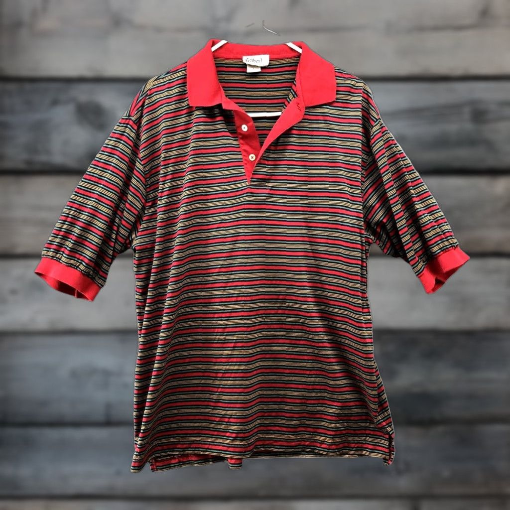 Vintage VINTAGE Gilbert LTD Pima Cotton Polo Shirt Mens Large Short Sleeve Red Striped Size US L / EU 52-54 / 3 - 1 Thumbnail