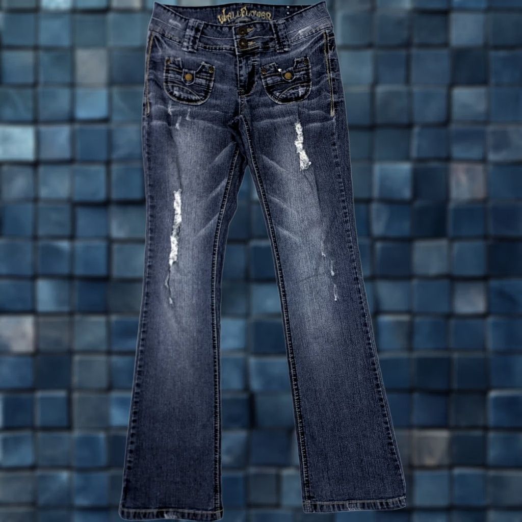 Vintage Wallflower Jeans Boots Distressed Women Junior 5 (29x32) Blue Denim 5-Pocket Size 27" / US 4 / IT 40 - 1 Thumbnail