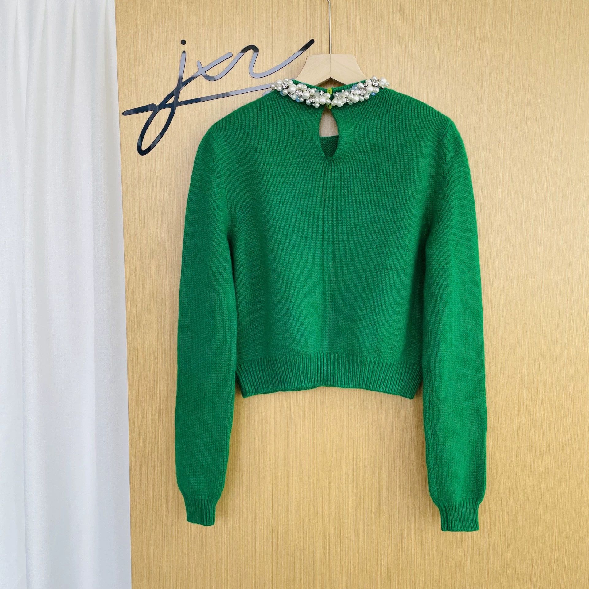 Miu Miu MIU MIU 99 new cashmere pearl gem green women's sweater 38 Size XS / US 0-2 / IT 36-38 - 2 Thumbnail
