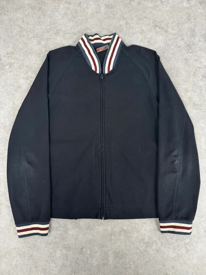 Prada 2000s Prada Black Nylon Striped Collar Track Jacket Size US L / EU 52-54 / 3 - 1 Thumbnail