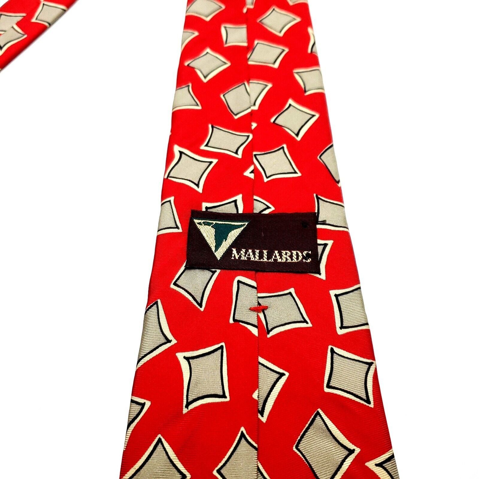 Vintage Mallards Silk Tie Red Print Geometric Size ONE SIZE - 4 Thumbnail