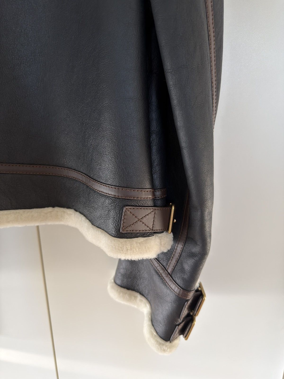 Loewe BNWT Shearling-lined Leather Aviator Jacket Navy Cream 54 Size US XL / EU 56 / 4 - 11 Thumbnail