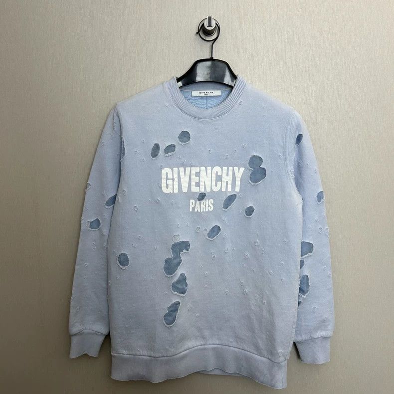 Givenchy Givenchy Haze Blue Oversized Hole Sweatshirt - Sizes OS XS Size US XS / EU 42 / 0 - 1 Thumbnail