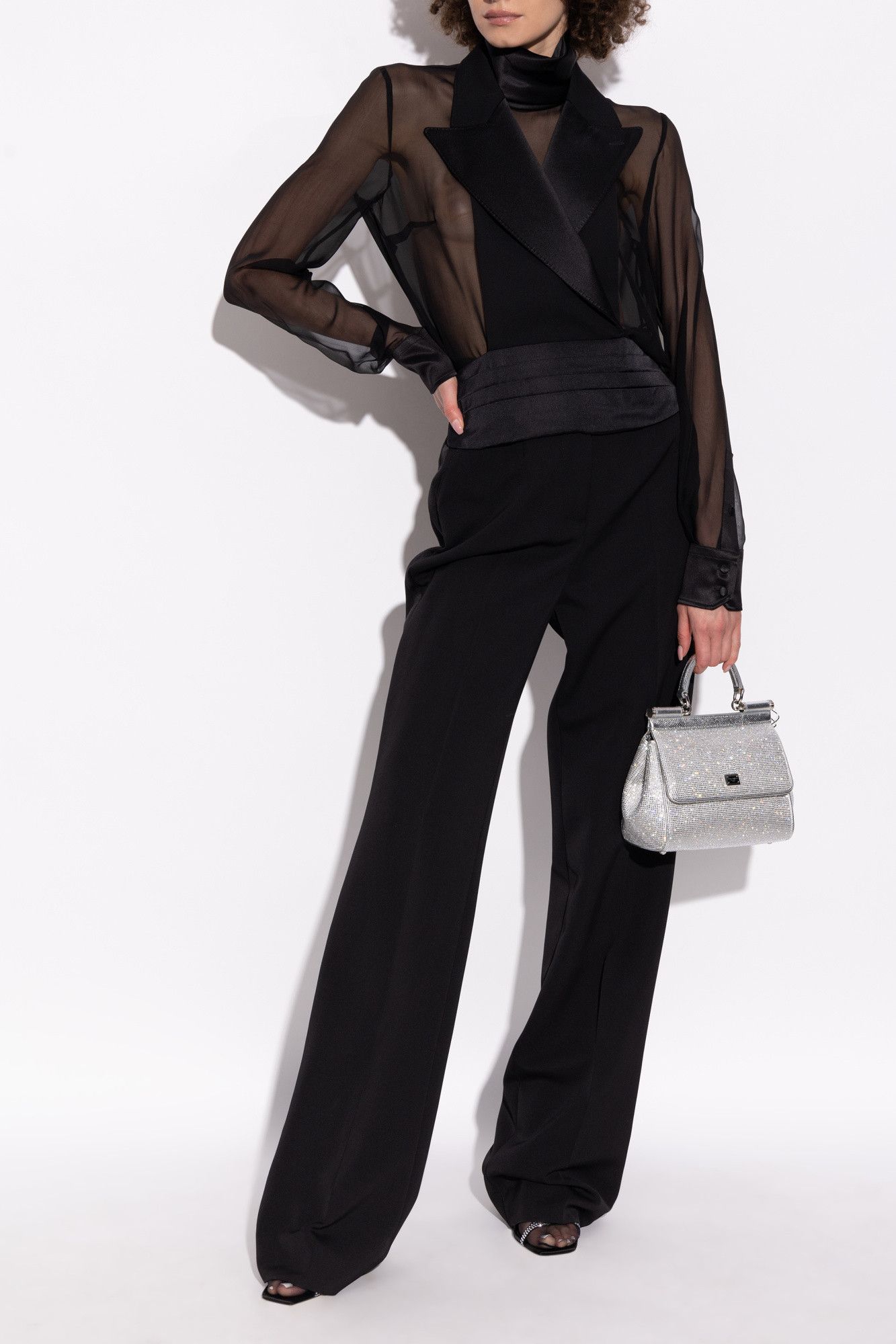 Dolce & Gabbana o1s22i1n0225 Open-Back Wool & Silk Blend Vest in Black Size M / US 6-8 / IT 42-44 - 2 Thumbnail