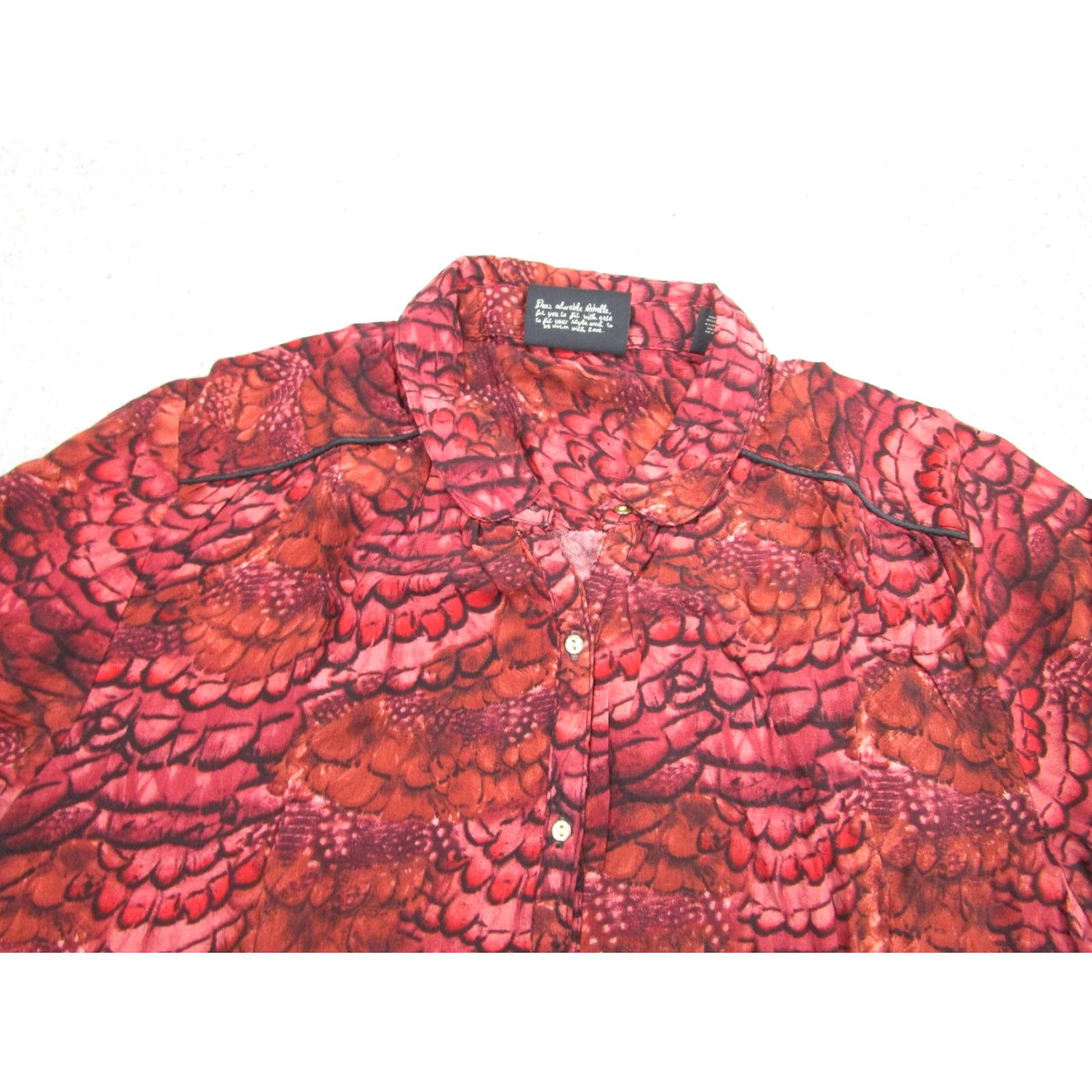 Scotch & Soda Scotch & Soda Dress Womens Medium Red Feather Print Tunic Shirt Rayon Viscose Size M / US 6-8 / IT 42-44 - 3 Thumbnail