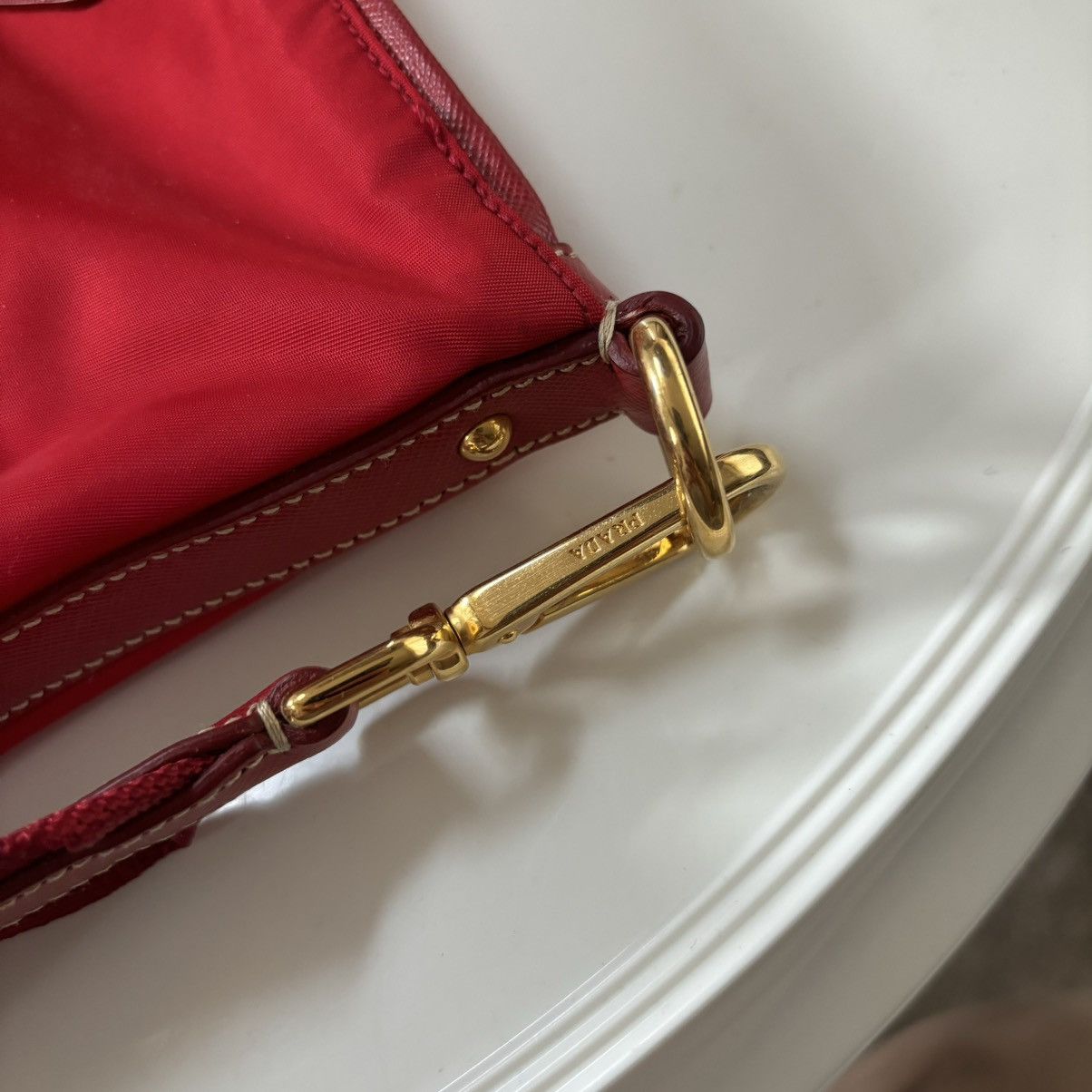 Prada Prada Red/Gold Nylon Crossbody Bag Size ONE SIZE - 4 Thumbnail