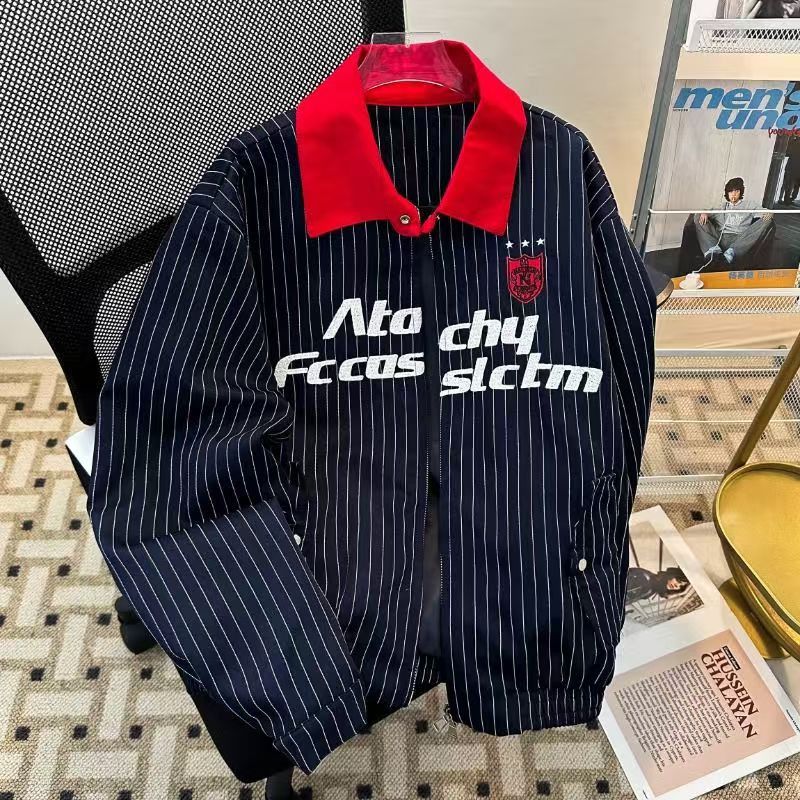 Vintage Retro Pinstripe Varsity Jacket Size US M / EU 48-50 / 2 - 3 Thumbnail