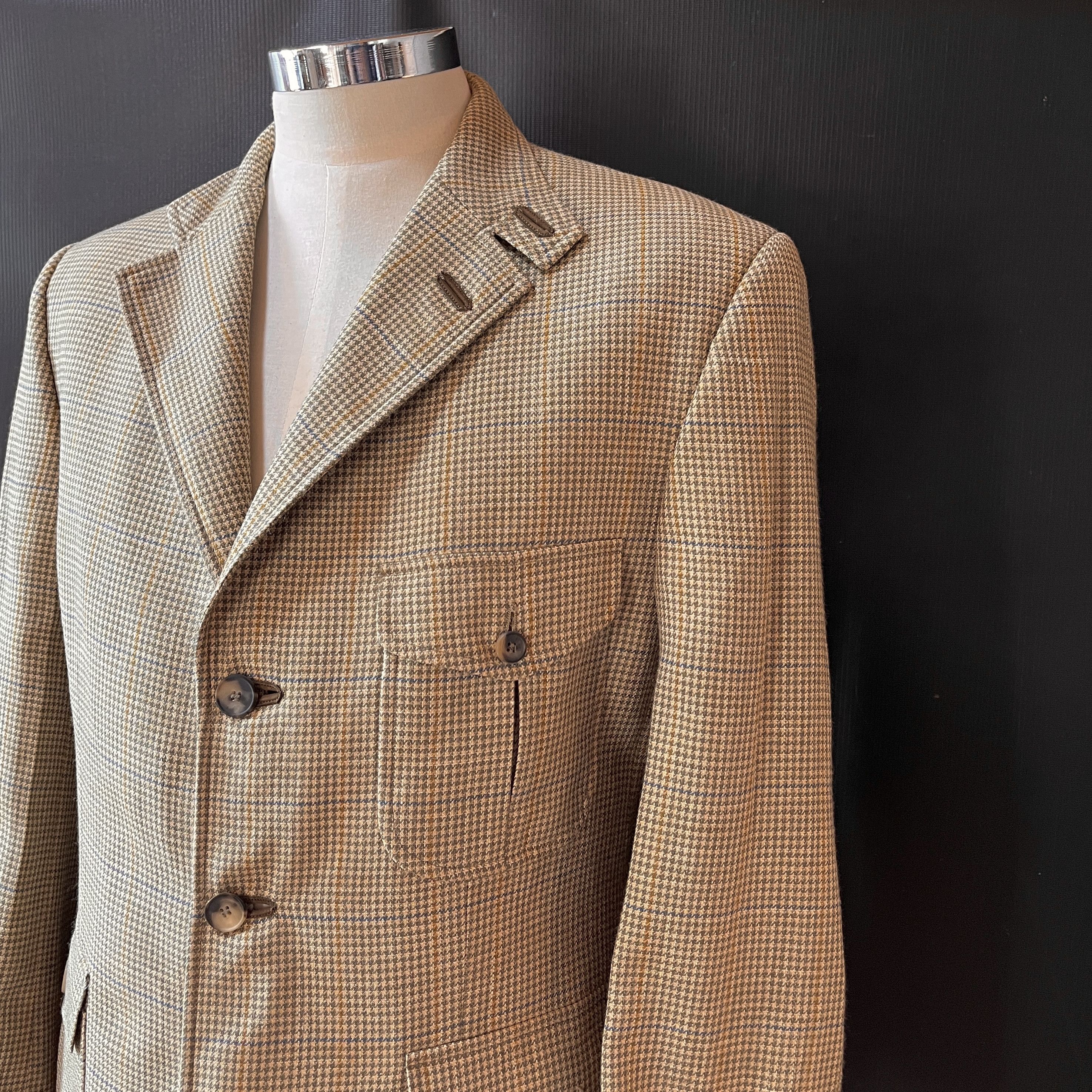 DAKS DAKS London Wool Silk Linen Hunting Jacket Suede Elbow IT50 Size 50S - 3 Thumbnail