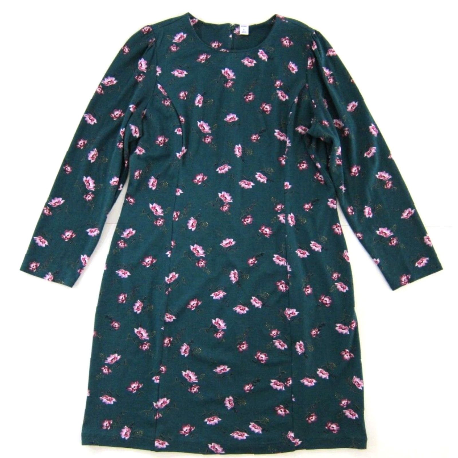 Old Navy VINTAGE Old Navy Green Pink Floral Stretch Long Sleeve Tunic Sheath Shift Dress XL Size XL / US 12-14 / IT 48-50 - 2 Thumbnail