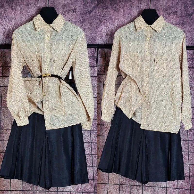 Dior Dior Long Sleeve Beige Cotton Floral Shirt 0089 Size L / US 10 / IT 46 - 1 Thumbnail