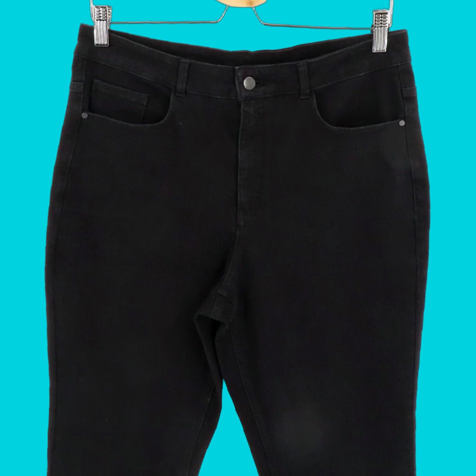 Commando Commando Womens Large Solid Black Denim Jeans Pants Bootcut Pockets High Rise Regular Size 36" / US 14 / IT 50 - 1 Thumbnail