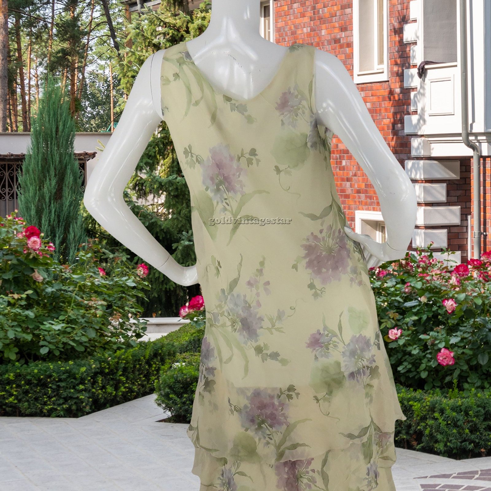 Vintage Ursula of Switzerland Chiffon Flower Print Formal Dress USA Size M / US 6-8 / IT 42-44 - 9 Thumbnail