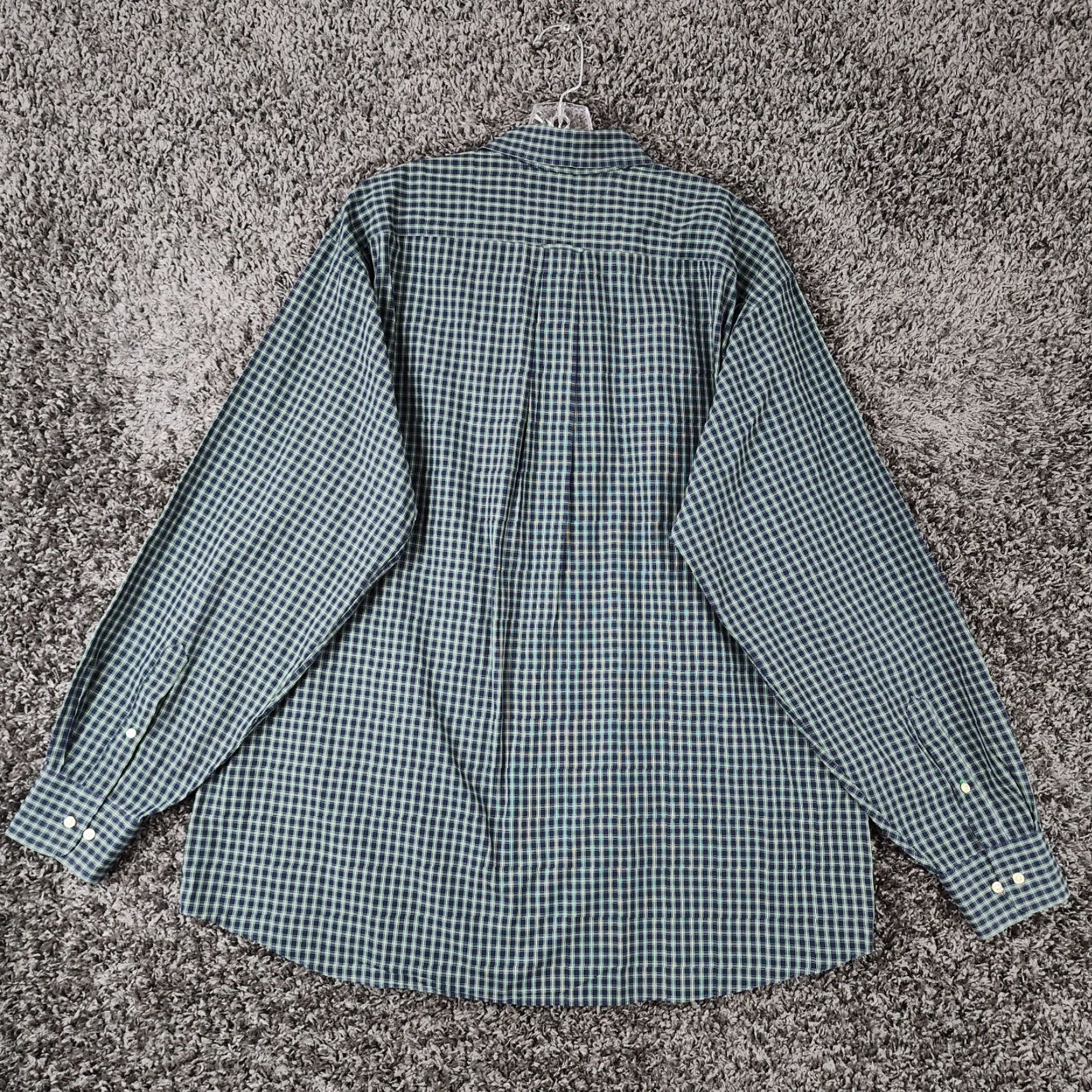 Tommy Hilfiger Tommy Hilfiger Shirt Men XL Button-Down Plaid Long Sleeve Dress Shirt Green Blue Mens Size 46R - 5 Thumbnail