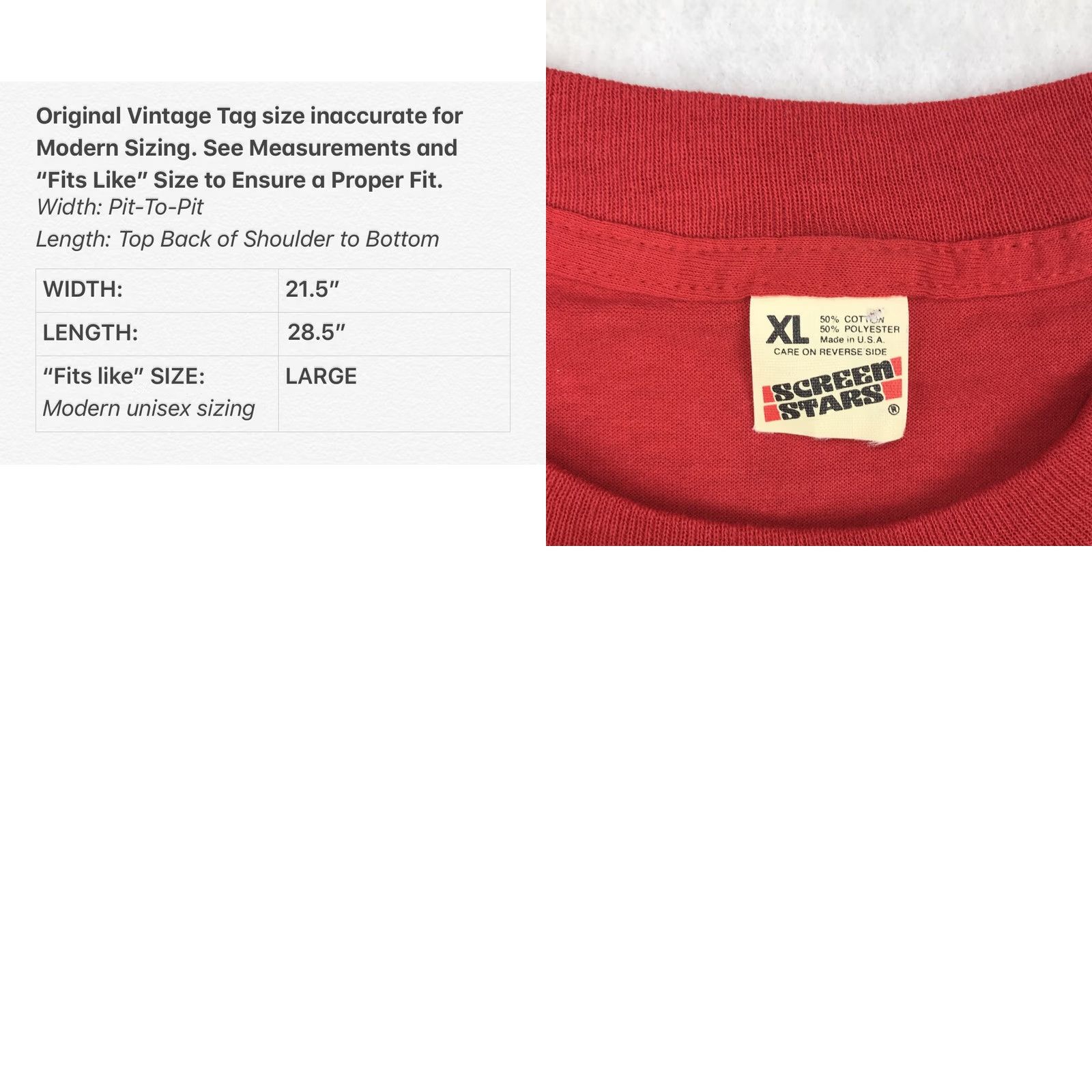 Vintage VINTAGE Screen Stars T-Shirt Mens L Red 80s 90s Police Athletic League NOS Hackensack NJ Shirt Short Sleeve Crew Neck Size US L / EU 52-54 / 3 - 8 Thumbnail