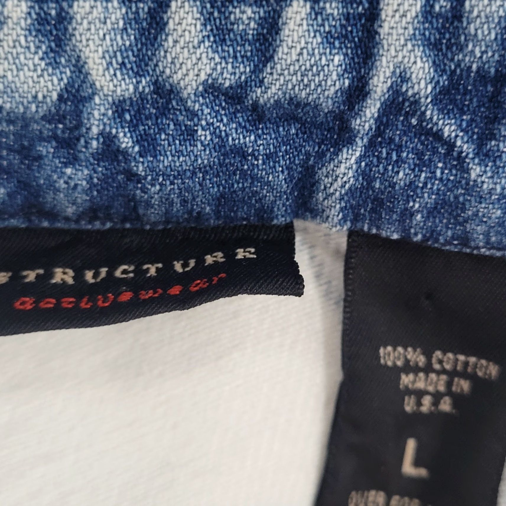 Vintage VTG Structure Activewear Blue White Western Cowboy Sleeveless Shirt USA Large Size US L / EU 52-54 / 3 - 3 Thumbnail