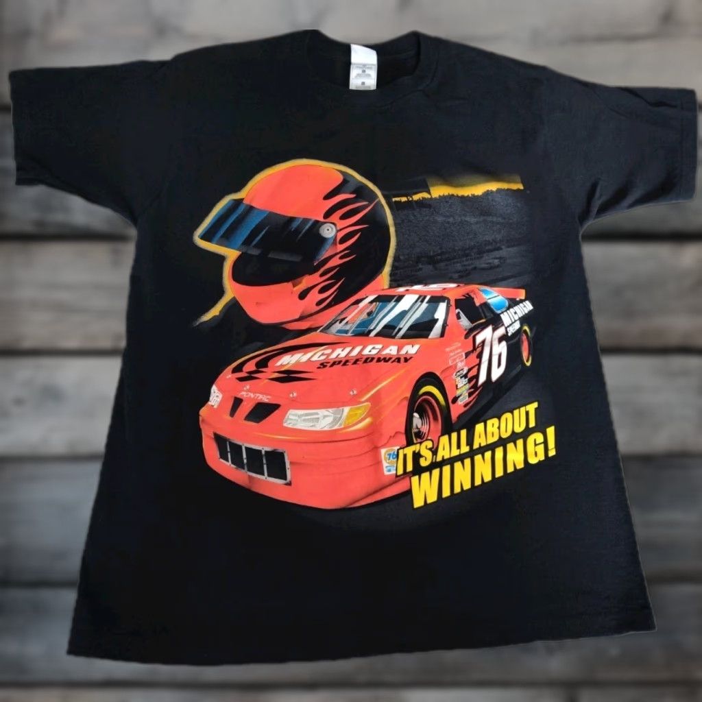 Fruit Of The Loom VINTAGE Michigan Speedway Nascar T-Shirt Adult Large Black Graphic Print 90s Racing Y2K Unisex Size US L / EU 52-54 / 3 - 1 Thumbnail