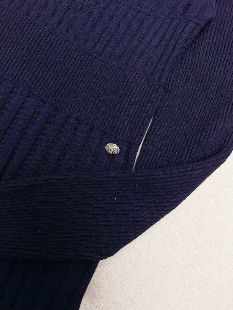 Chanel Chanel Dark blue vertical striped cashmere dress Size XS / US 0-2 / IT 36-38 - 4 Thumbnail