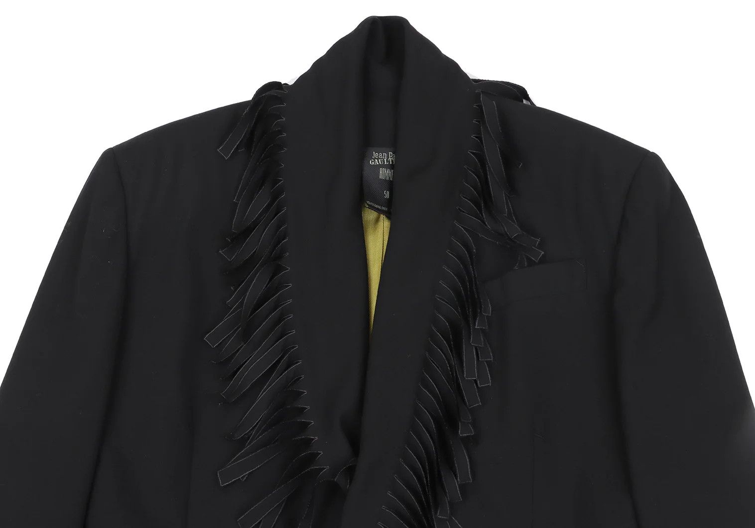Jean Paul Gaultier Wool Fringe Big Collar Jacket in Black Size 50 Size US M / EU 48-50 / 2 - 2 Thumbnail