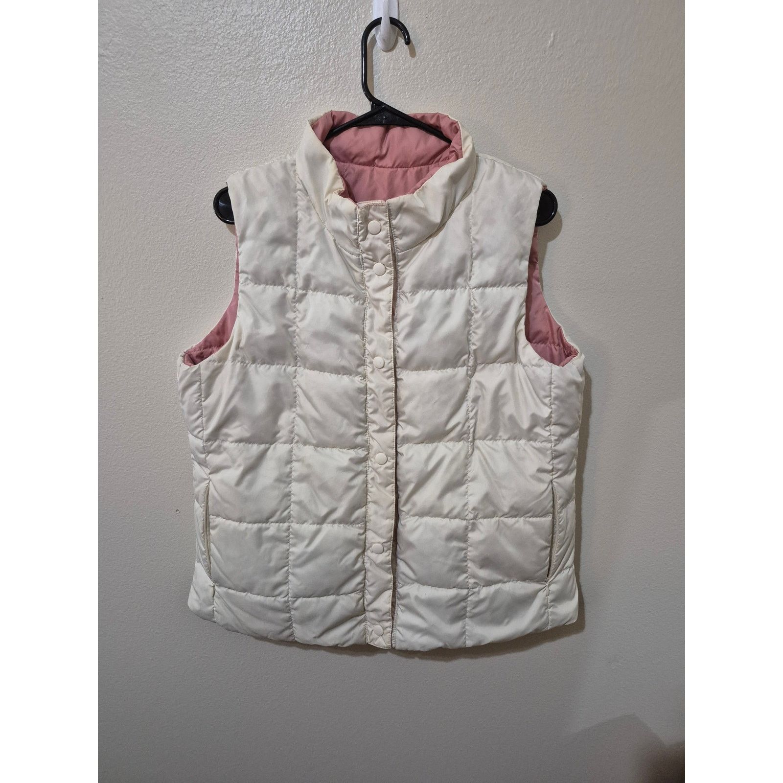 L.L. Bean L.L. Bean Reversible Quilted Puffer Vest. Cream & Rose Pink Size L / US 10 / IT 46 - 1 Thumbnail