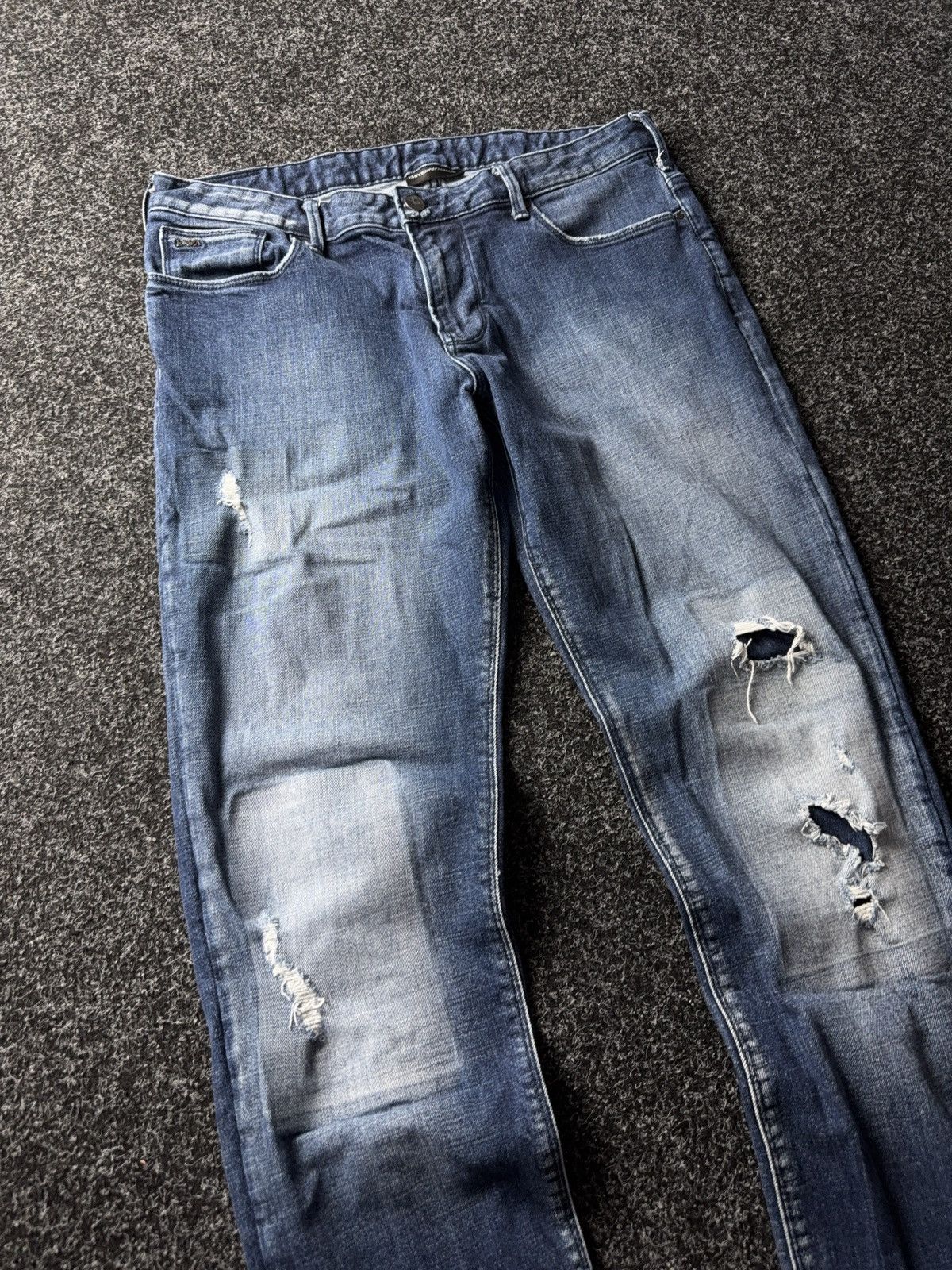 Armani Exchange Vintage 00s Emporio Armani Italy Y2K Distressed Jeans W34 Size US 34 / EU 50 - 3 Thumbnail