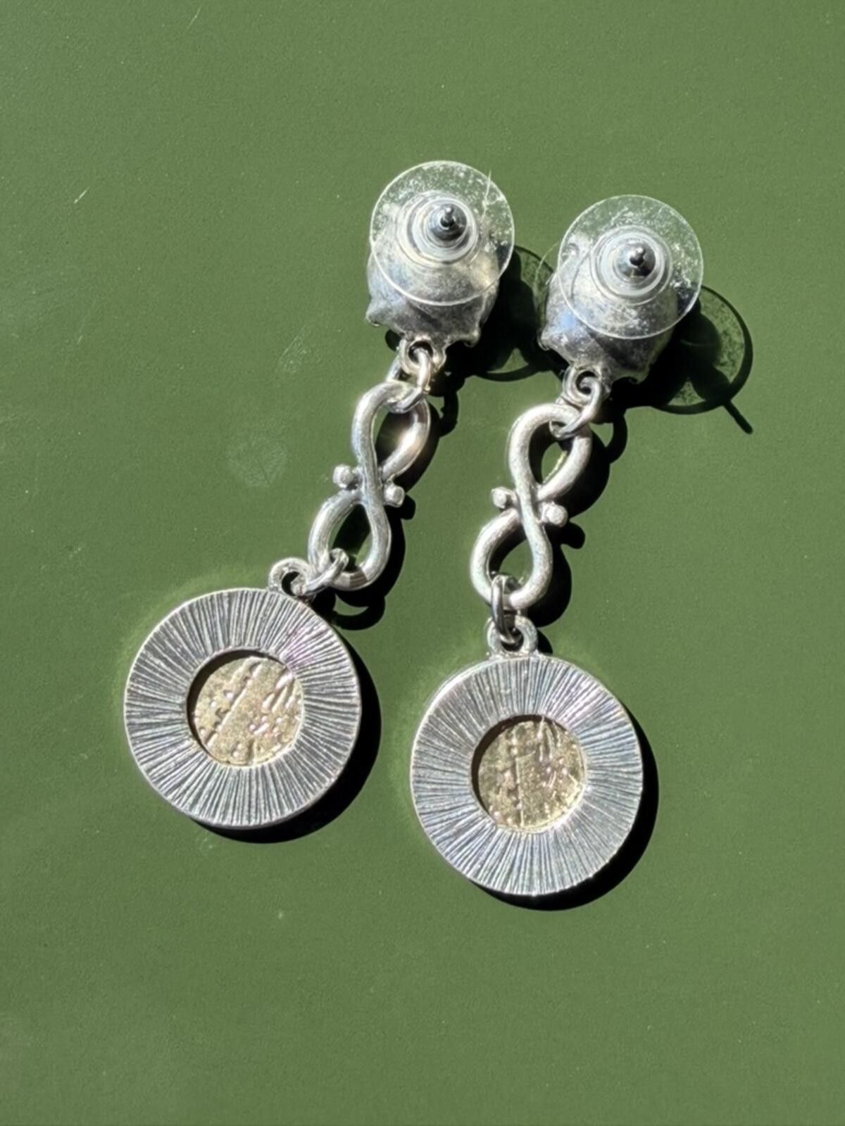 Other Y2K Mercury Dime Coin Drop Earrings Purple Rhinestone Size ONE SIZE - 3 Thumbnail