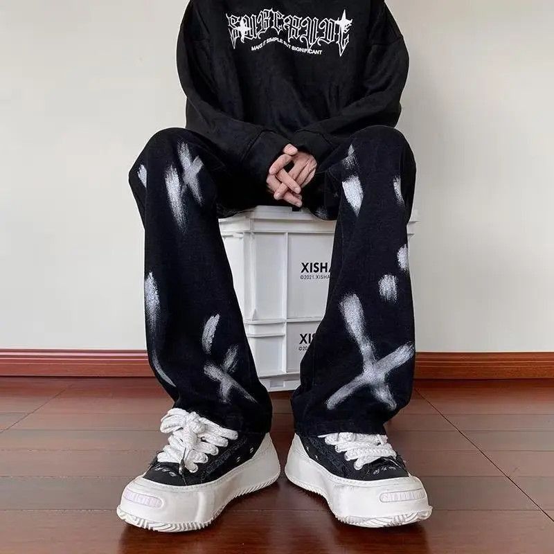 Japanese Brand High street splashed ink micro flared jeans Size US 32 / EU 48 - 3 Thumbnail