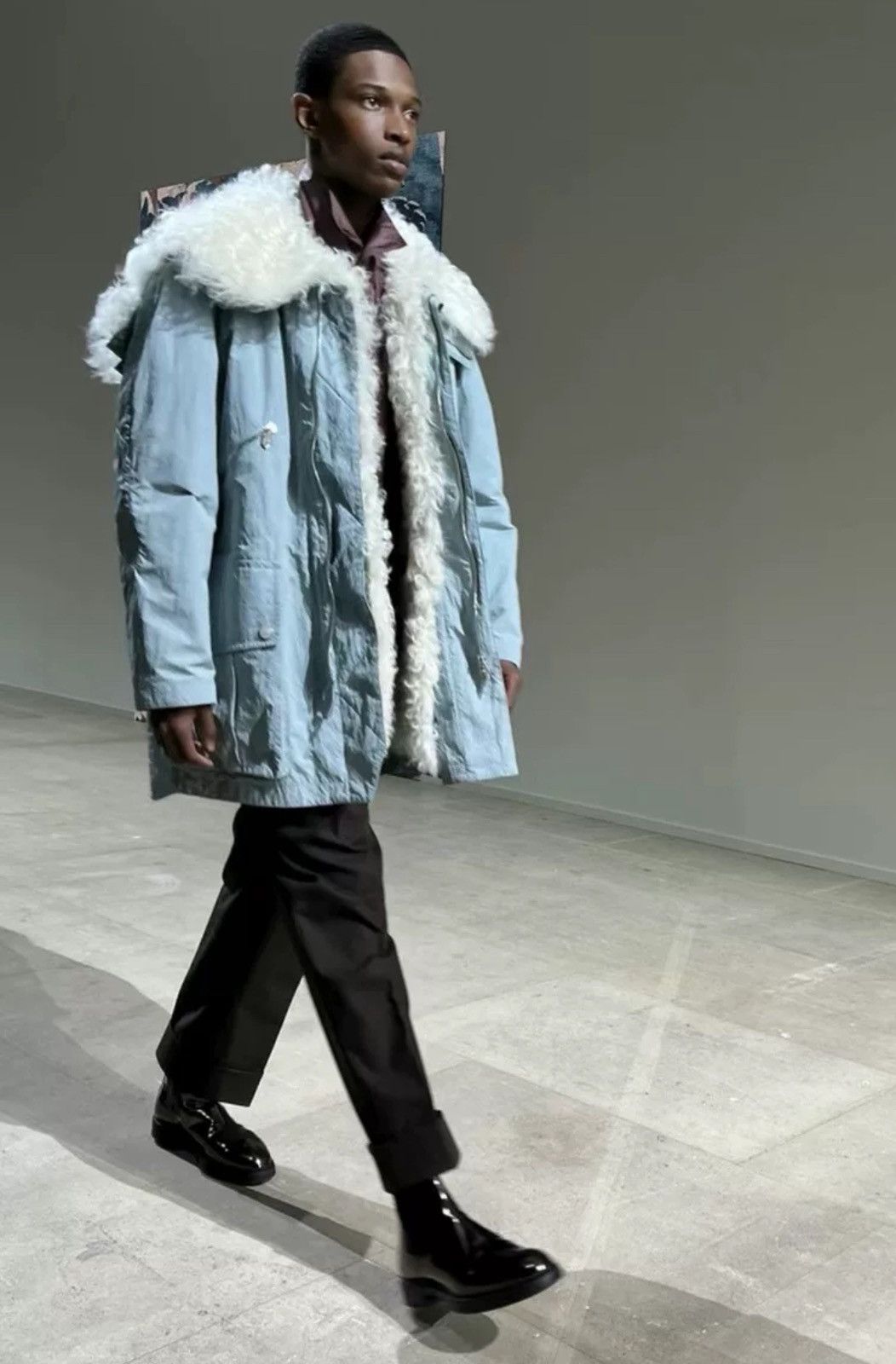 Hermes $20,000 Mens FW22 Blue Lamb Fur Lined Runway Jacket Size US S / EU 44-46 / 1 - 2 Thumbnail