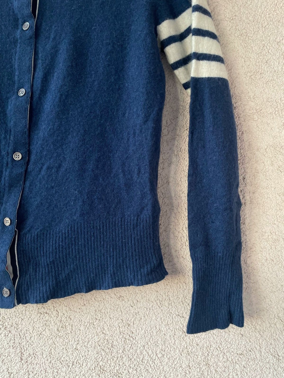 Thom Browne Thom Browne Blue Merino Wool Warm Cardigan Size M Stripe Arm Size M / US 6-8 / IT 42-44 - 4 Thumbnail