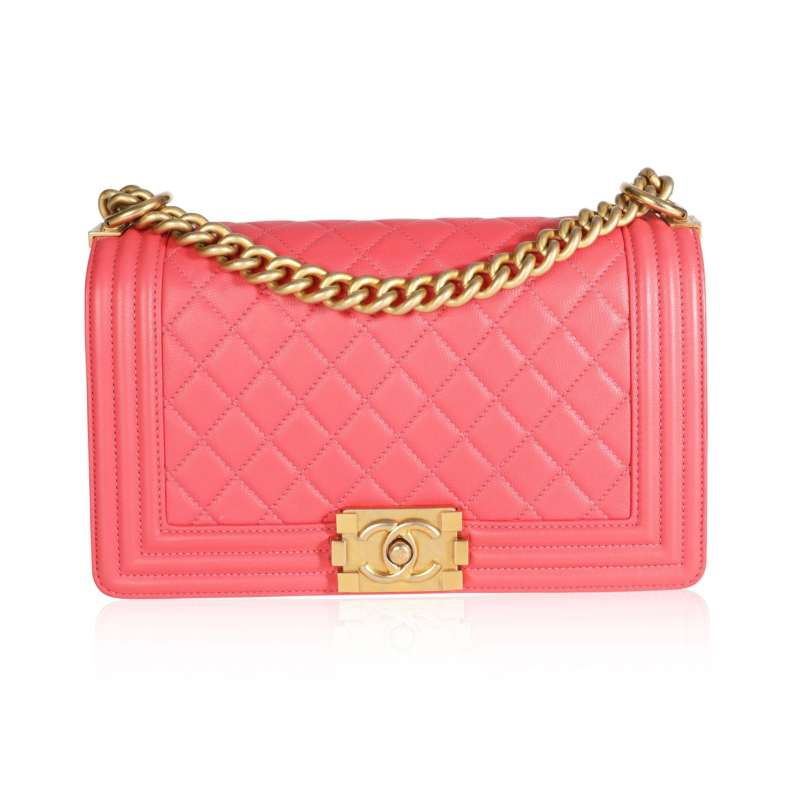 Chanel Pink Caviar Quilted Medium Boy Bag
