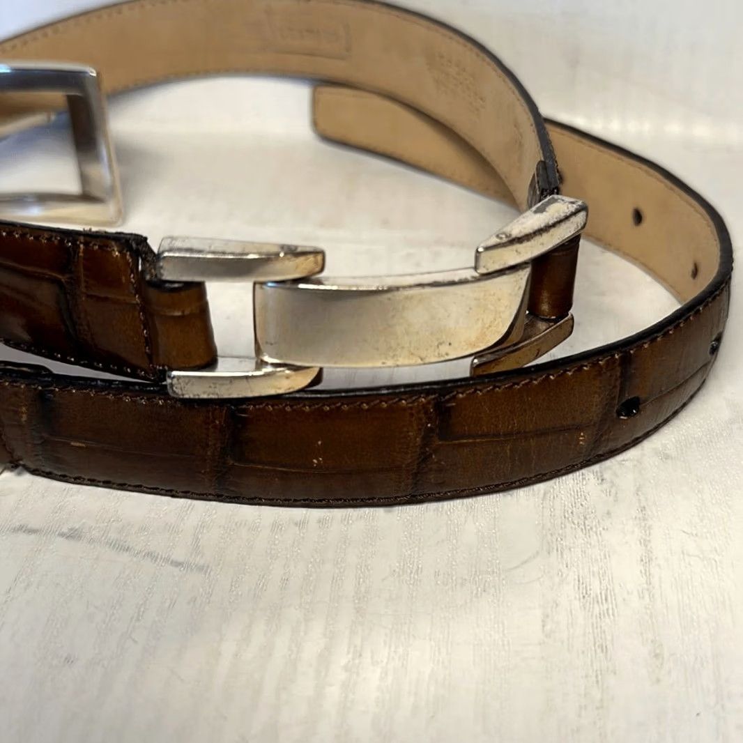 Fossil Fossil Belt Men Leather Brown Alligator Croco Embossed Cowhide Medium M 36” BT328220002 Size ONE SIZE - 4 Thumbnail