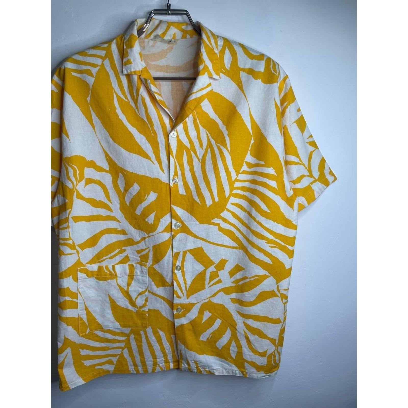 Vintage Vintage Club House Abstract Leaf Shirt Linen M Short Sleeve Size US M / EU 48-50 / 2 - 5 Thumbnail