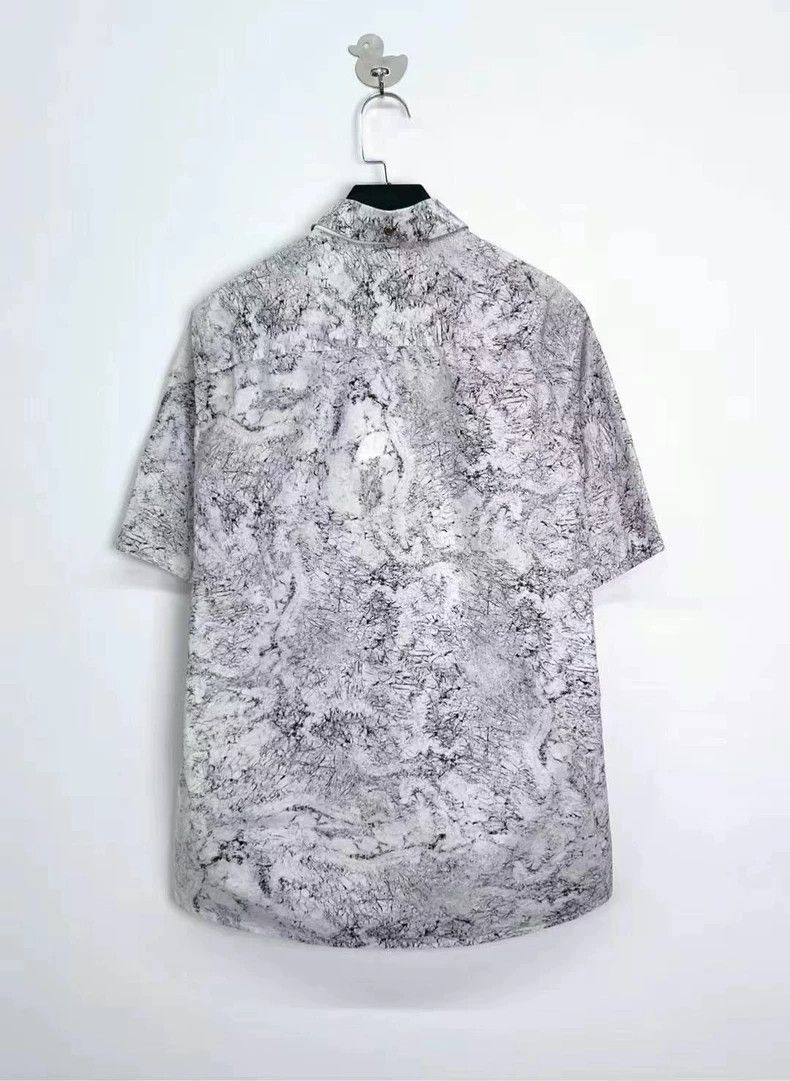 Givenchy Show model black and white oil painting marble te