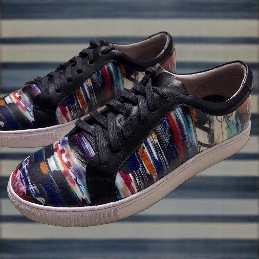 Robert Graham Shoes Mens 9 Blue Leather Low Top Sneakers Casual display picture 3