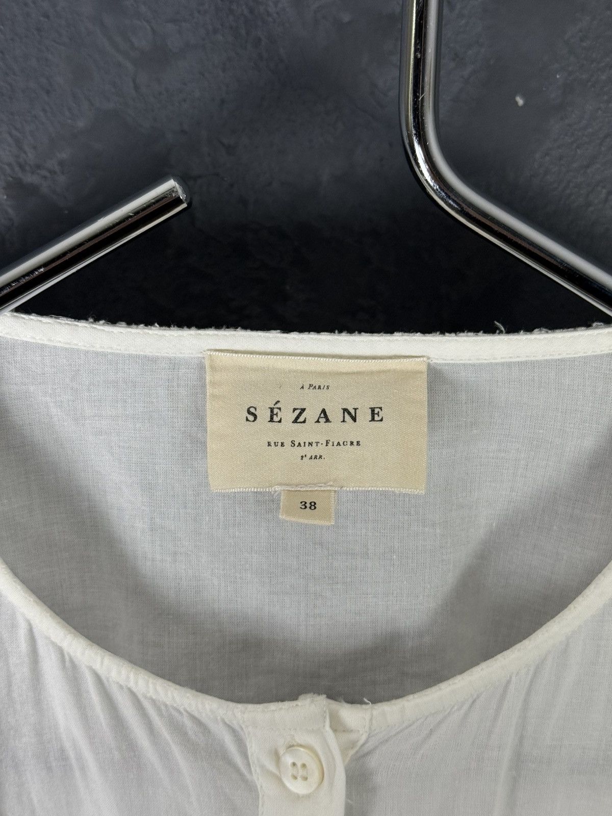 Sezane Womens SEZANE White Cotton Button Shirt Blouse Long Sleeve Size XS / US 0-2 / IT 36-38 - 8 Thumbnail