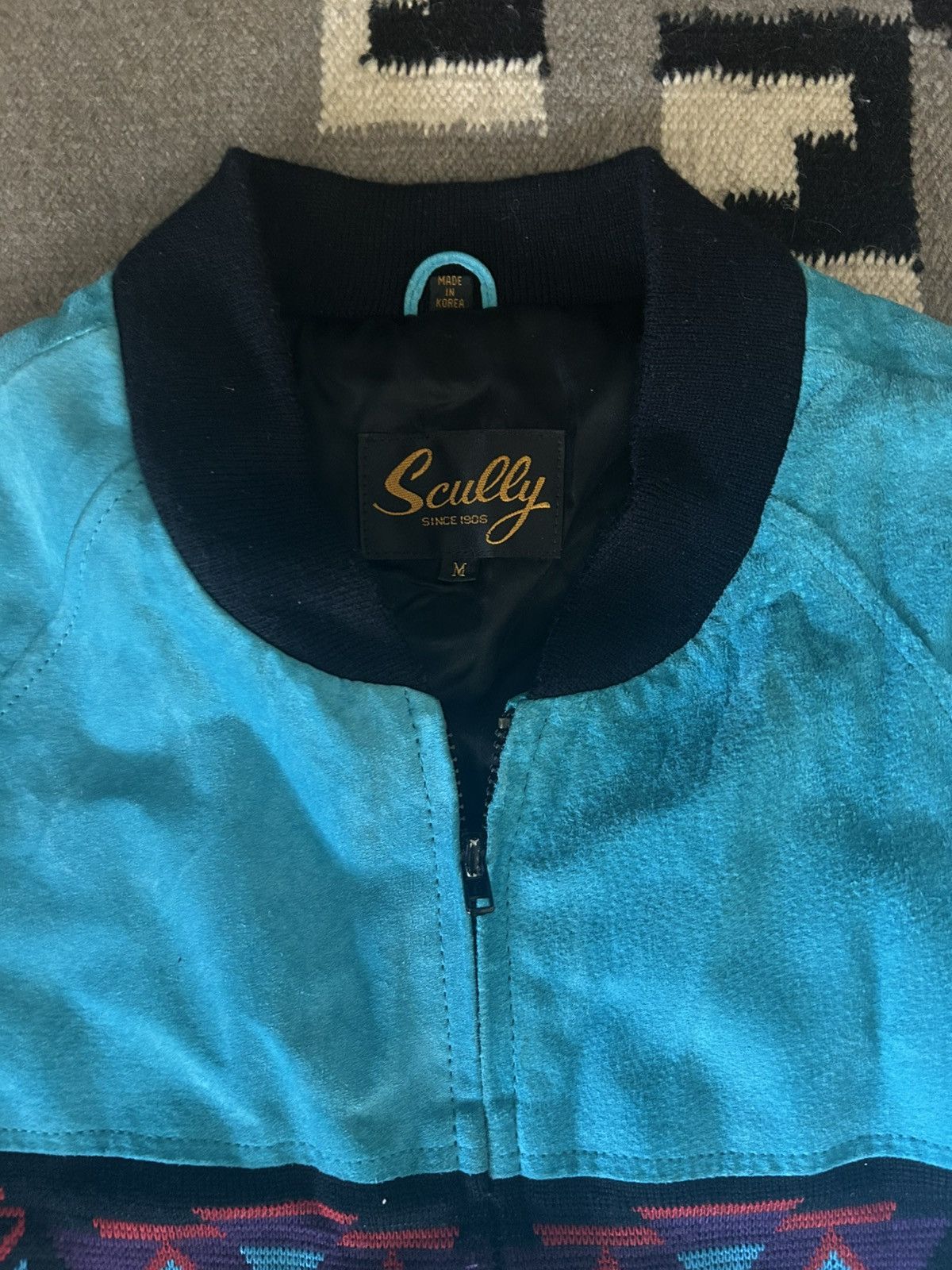 Scully Vintage Aztec Leather Jacket Western Scully Blue vintage Size US M / EU 48-50 / 2 - 2 Thumbnail
