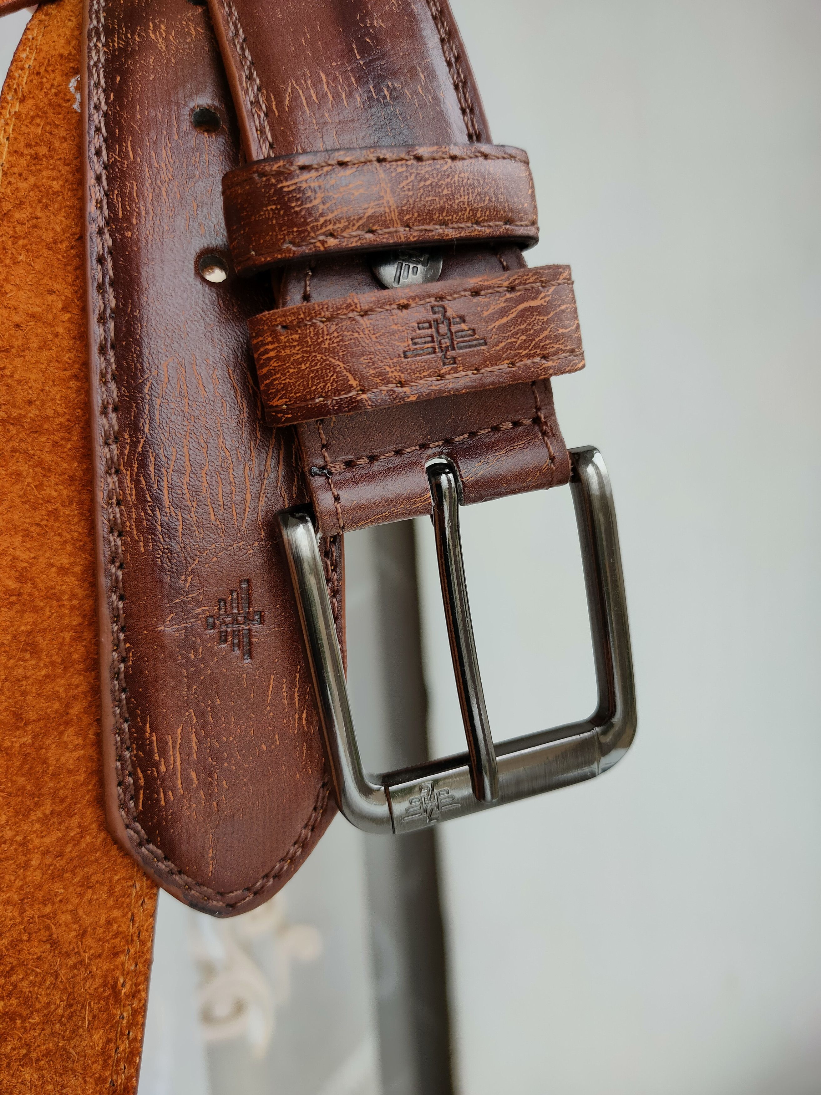 Genuine Leather Vintage Leather Belt Eagle Italy Design Men's Leather Belt Size ONE SIZE - 8 Thumbnail