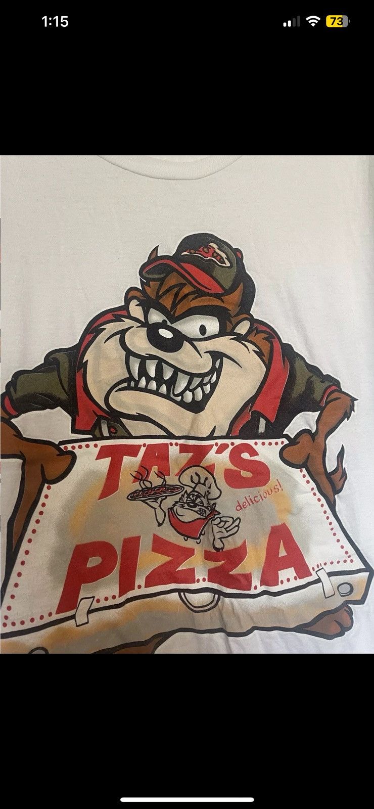 Changes × Vintage Vintage 1996 Warner Taz Pizza Double Sided Single Stitch Size US XXL / EU 58 / 5 - 5 Thumbnail