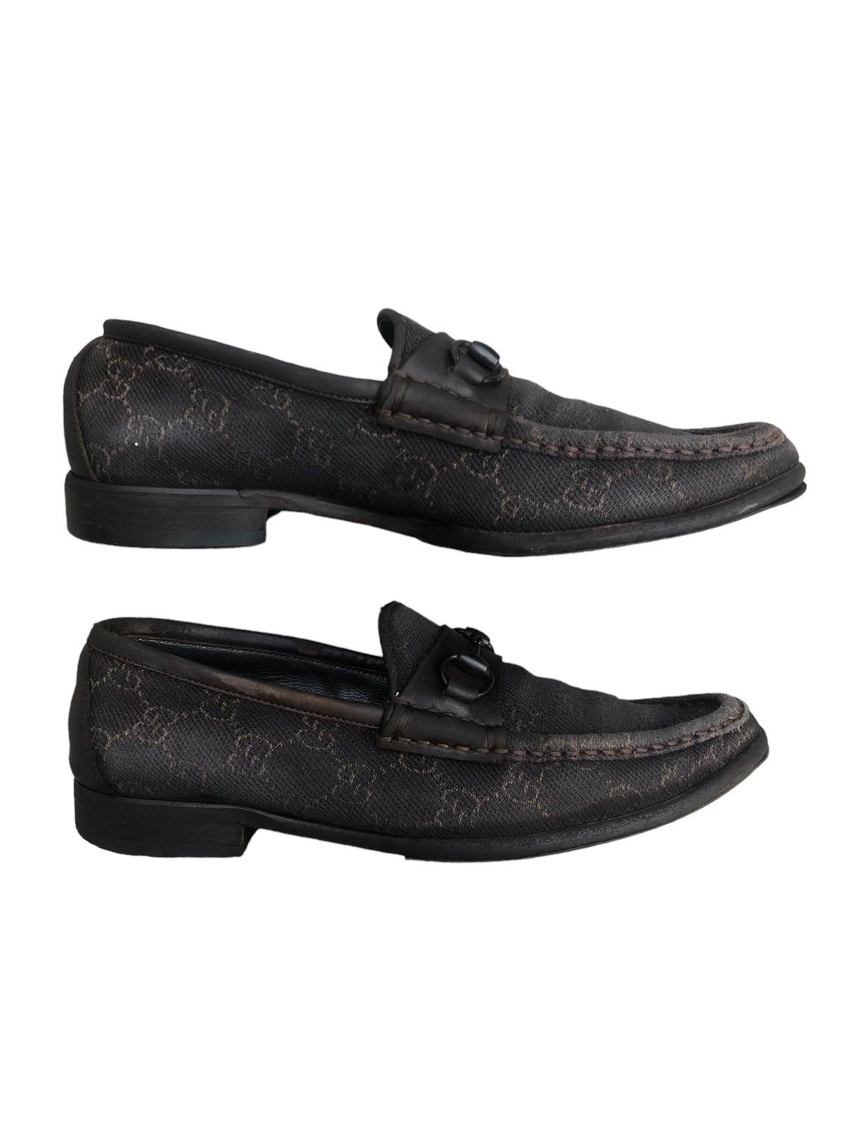 🔥 GUCCI Denim GG Vintage Monogram Loafers Dress Shoes Black